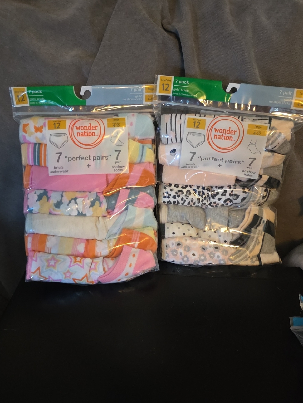 2 Pks Sz 12 wonder nation Girls 14-Pack Briefs And Socks